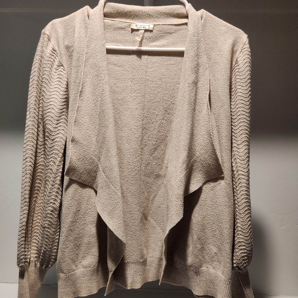 Essentials Taupe Open-Front Draped Cardigan
